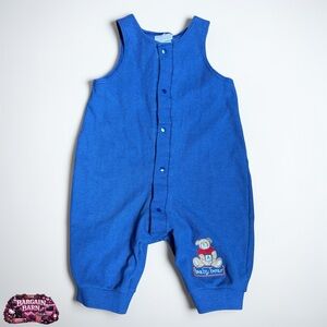 Vintage 90s Carter’s Baby Bear Waffle Knit Romper Blue USA Made Snap (6-9M)